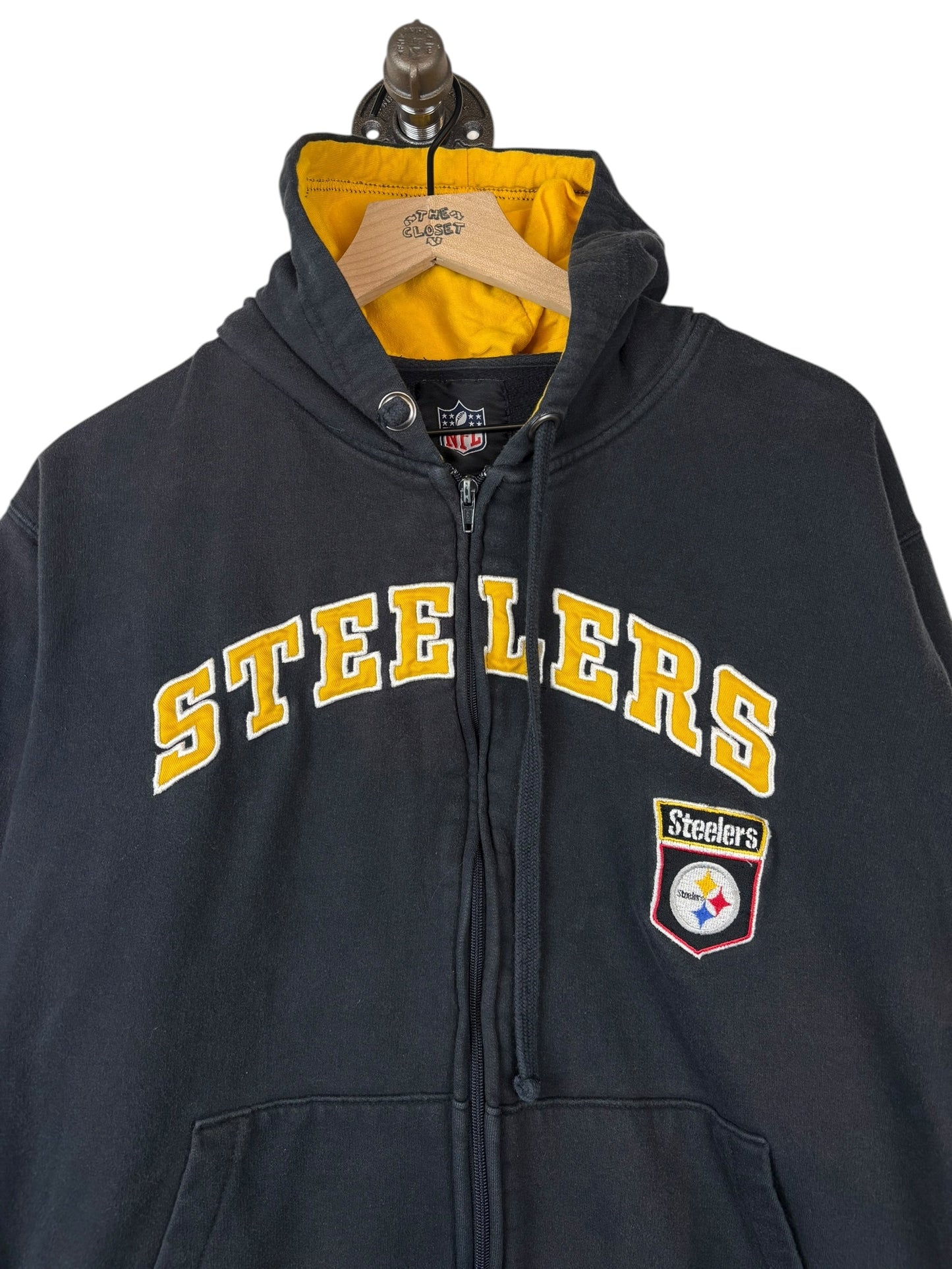(S/M) Vintage Y2K Steelers Full-Zip Hoodie