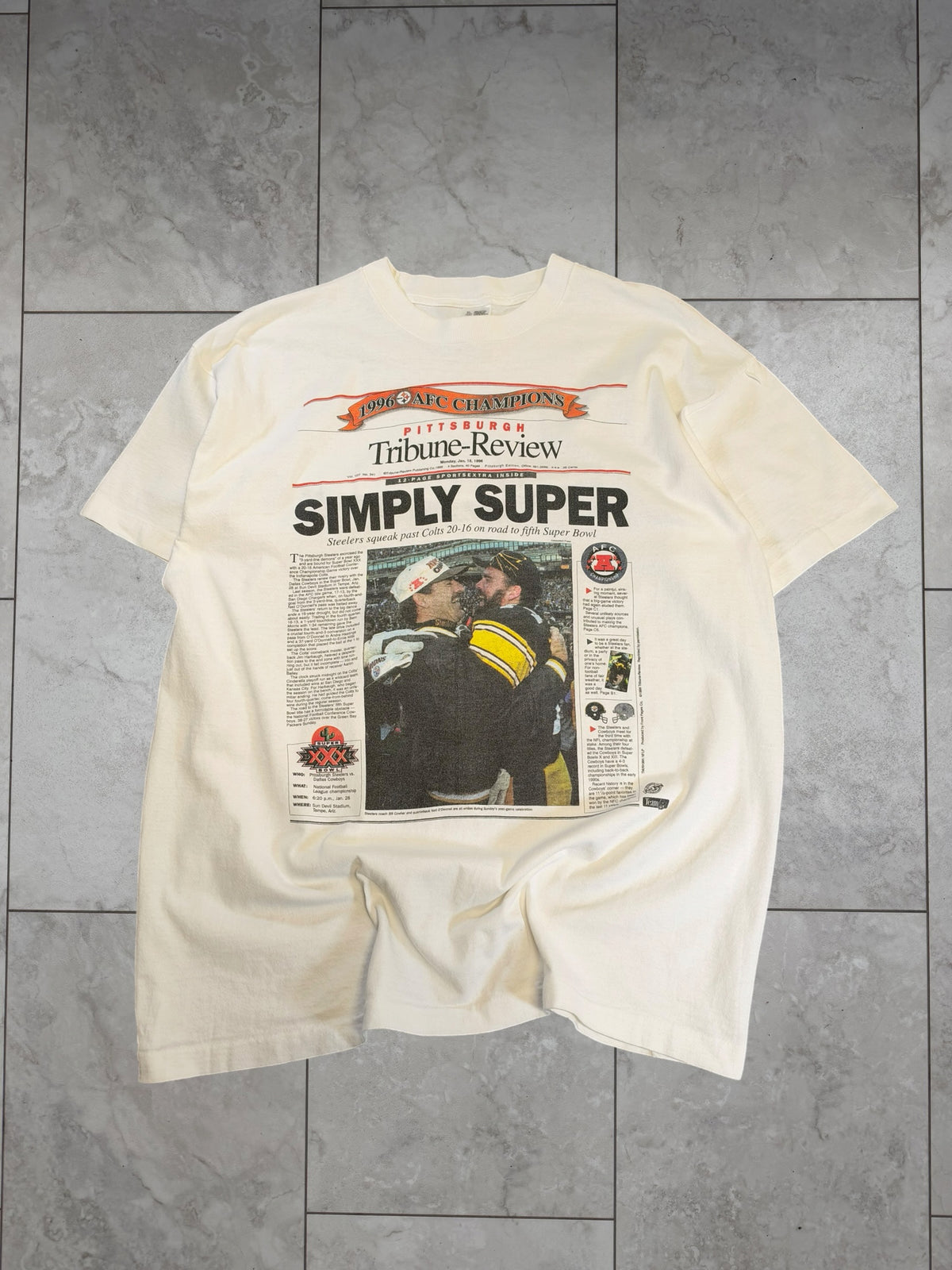 (XL) 1996 Steelers AFC Champs Tribune Review Tee