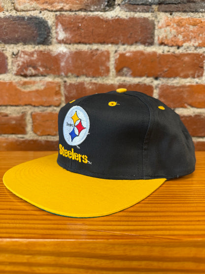 Vintage Steelers Script and Logo Team NFL Snapback Hat (Brand New)