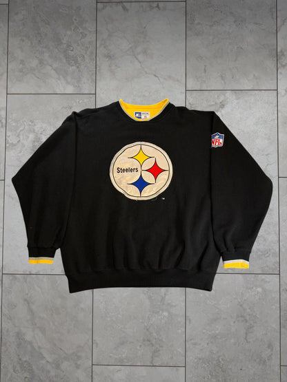 (L) Vintage 90's Steelers Embossed Logo Starter Crewneck