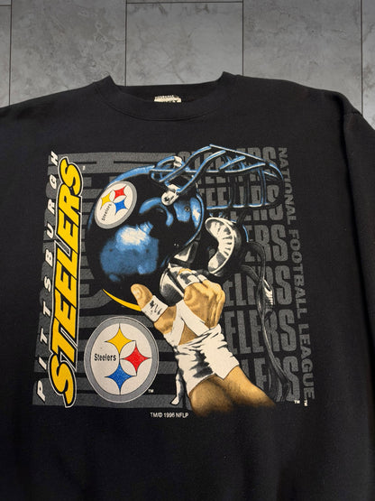 (L/XL) 1996 Steelers Helmet Hold Graphic Crewneck