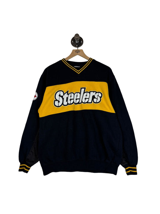 (L/XL) Vintage Steelers Embossed Crewneck