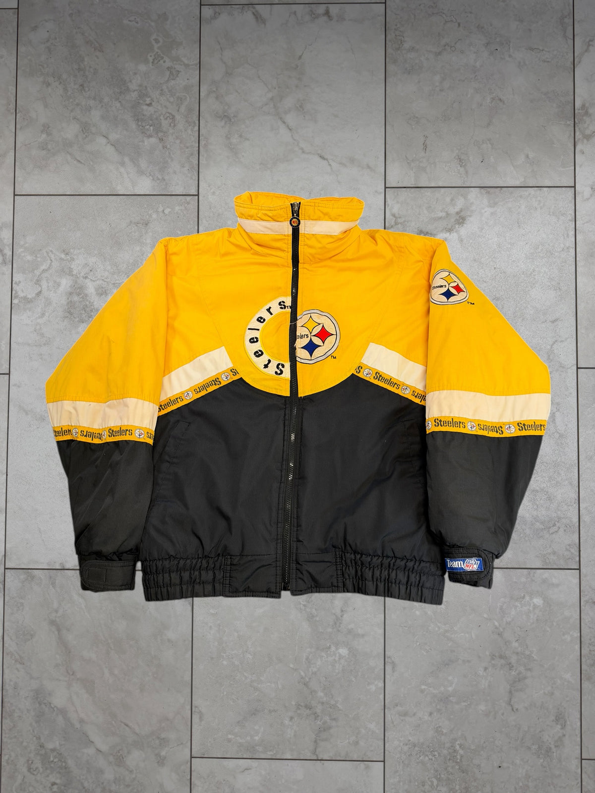 (S) Vintage 90's Steelers Triple F.A.T. Goose Full Zip Jacket
