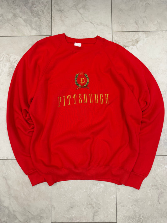 (XL) Vintage 90's Embroidered Pittsburgh Seal and Script Crewneck