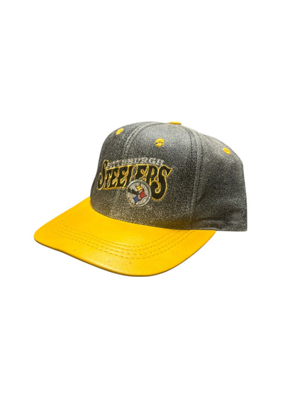 Vintage Steelers Faded Leather SnapBack Hat