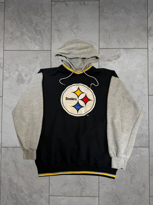 (M/L) Vintage 90's Steelers Color Block Starter Hoodie