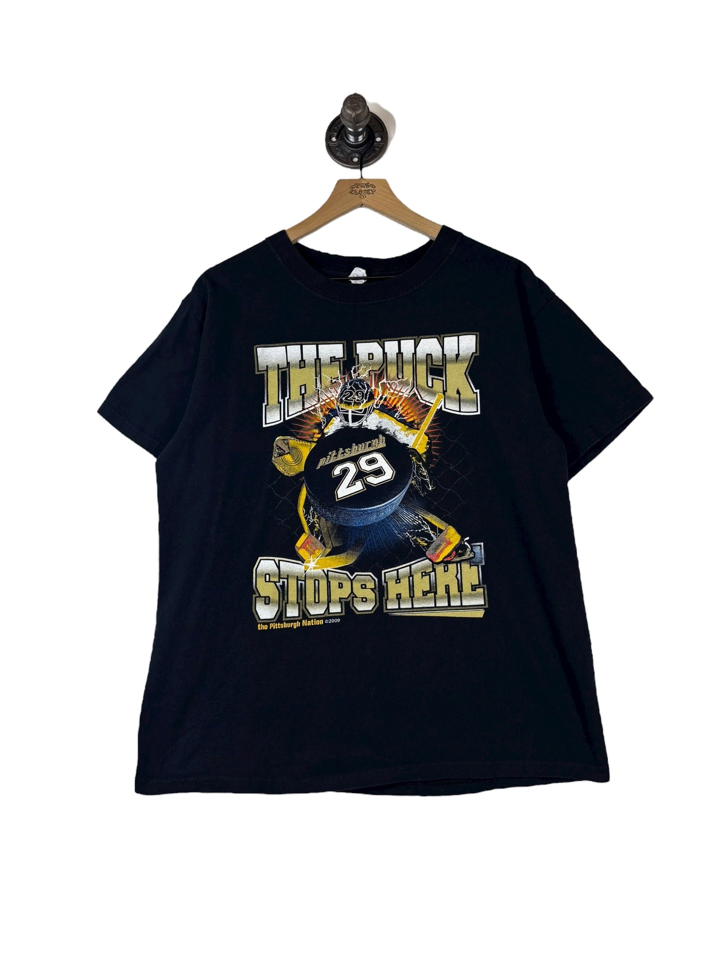 (M) 2009 Penguins The Puck Stops Here Tee