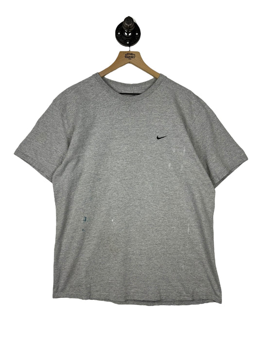 (L) Vintage Y2K Nike Grey Corner Swoosh Tee