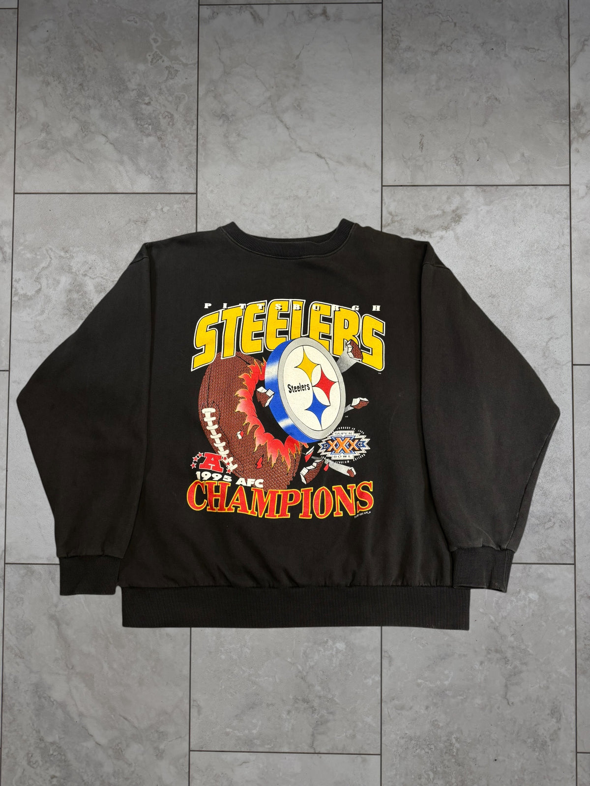 (L/XL) 1995 Steelers AFC Champs Graphic Crewneck