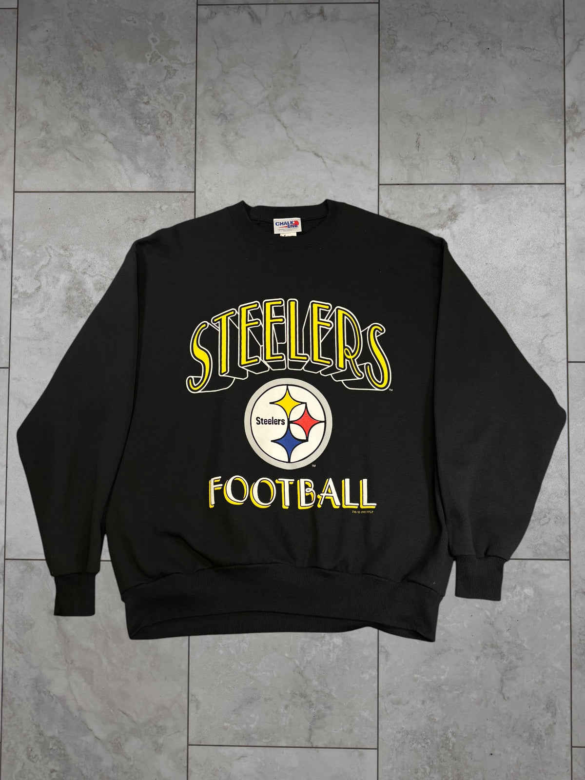 (XL) 1995 Steelers Football Chalk Line Graphic Crewneck