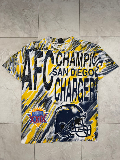 (M/L) 1994 San Diego Chargers AOP Graphic Tee