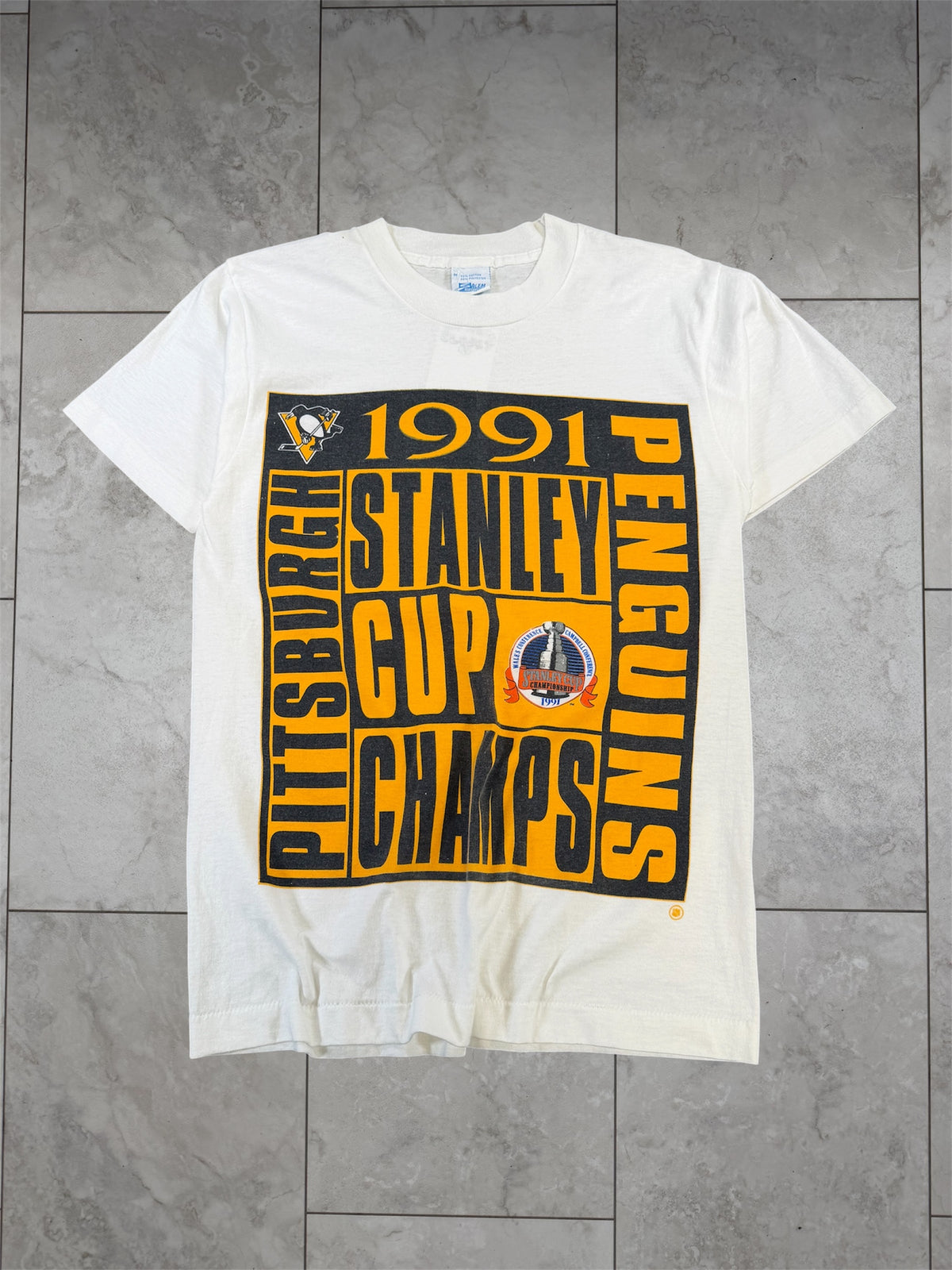 (M) 1991 Penguins Salem Stanley Cup Champs Tee