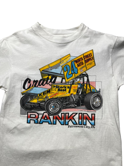 (S) 1989 Vintage Dirt Track Racing Double Sided Tee
