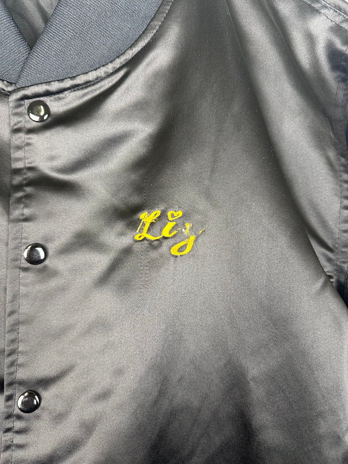 (XS/S) Vintage Steelers Embroidered Satin Bomber Jacket