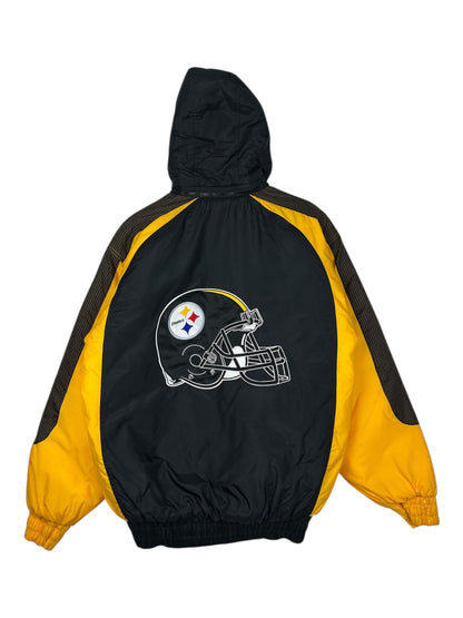 (M) Vintage Steelers Logo Athletic Embroidered Puffer Jacket