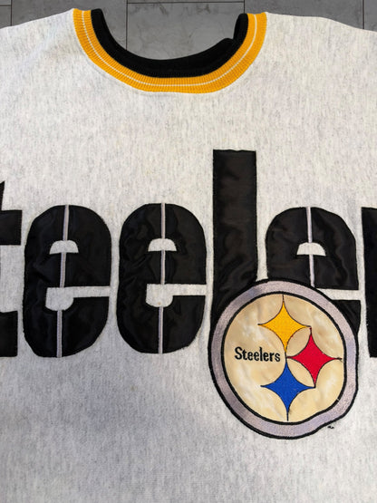 (L) Vintage 90's Steelers Embossed Spellout Crewneck