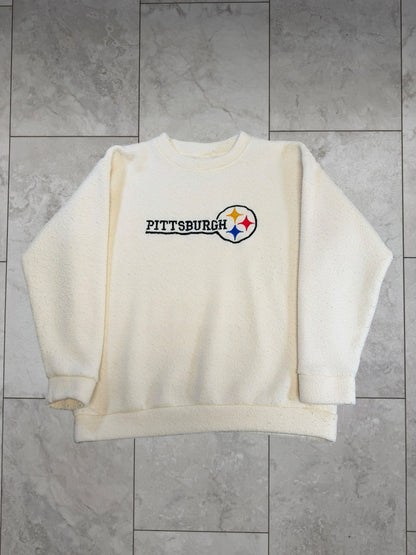 (S) Vintage 90's Steelers Embroidered Fleece Crewneck