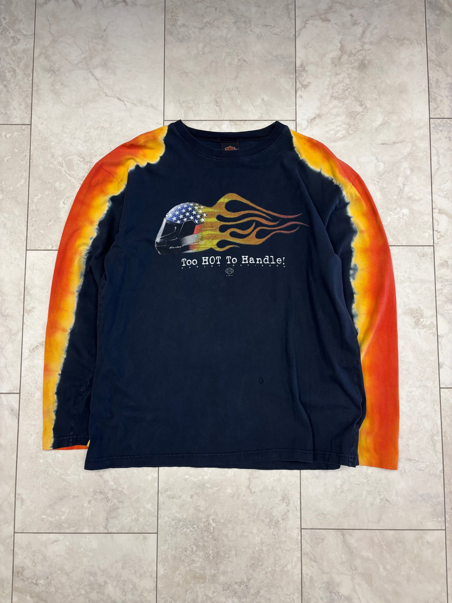 (L) 1999 Harley Too HOT To Handle Tiedye Long Sleeve