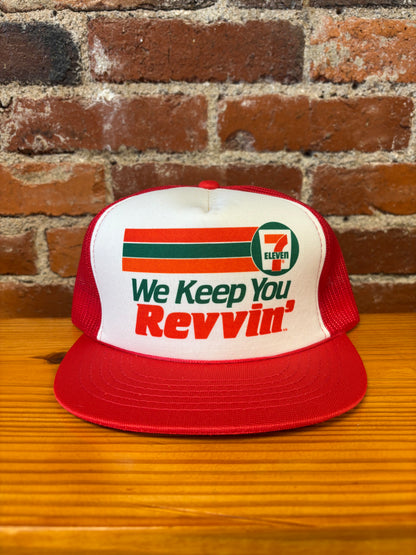Vintage 7 Eleven We Keep You Revvin' Trucker Hat - NEW