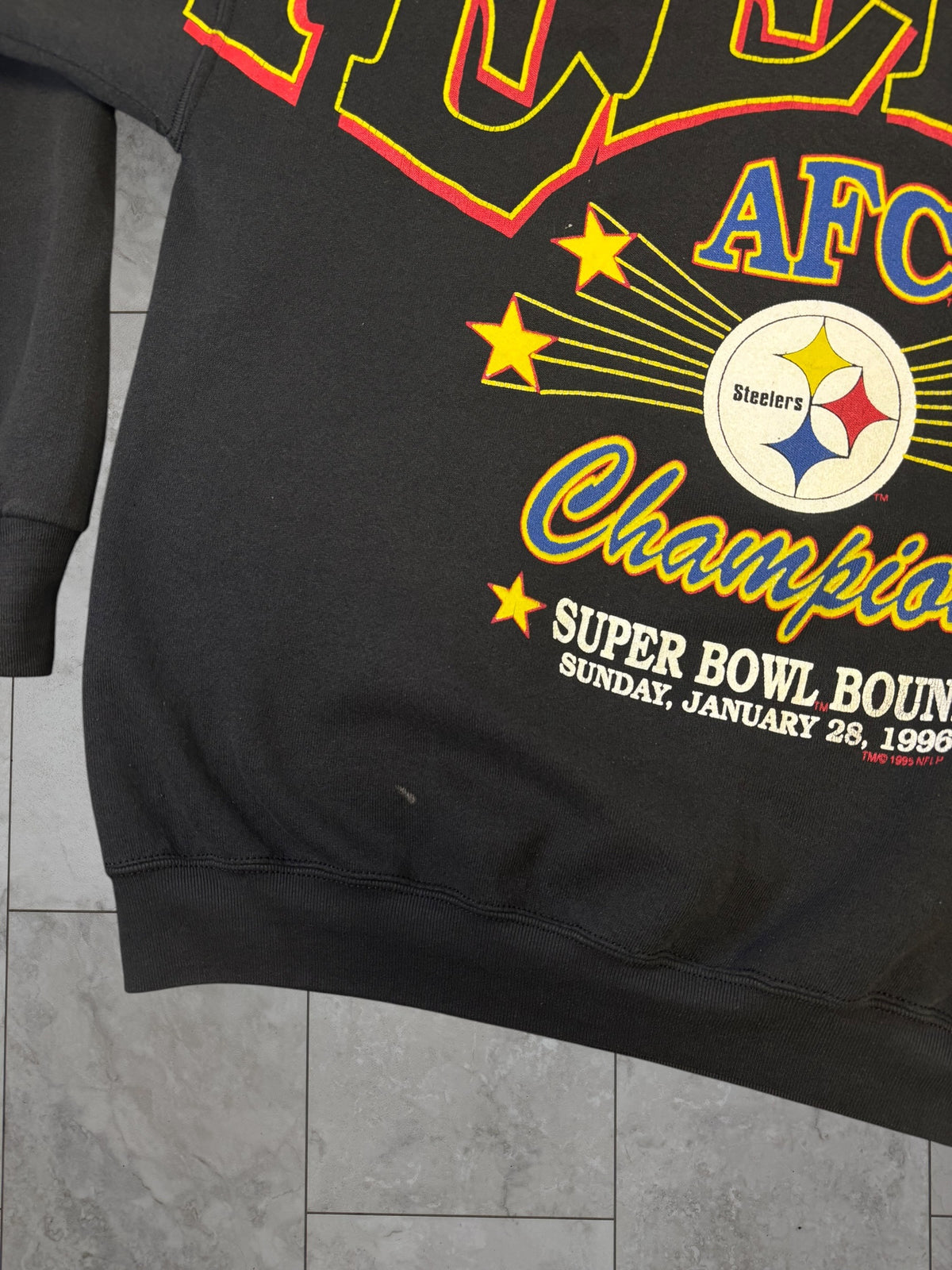 (L/XL) 1995 Steelers AFC Champs Spellout Crewneck