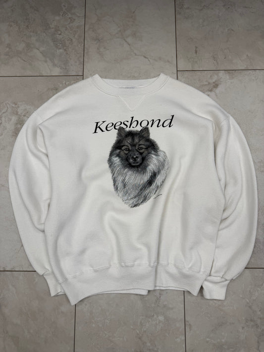 (L/XL) 1991 Keeshond Dog Graphic Crewneck