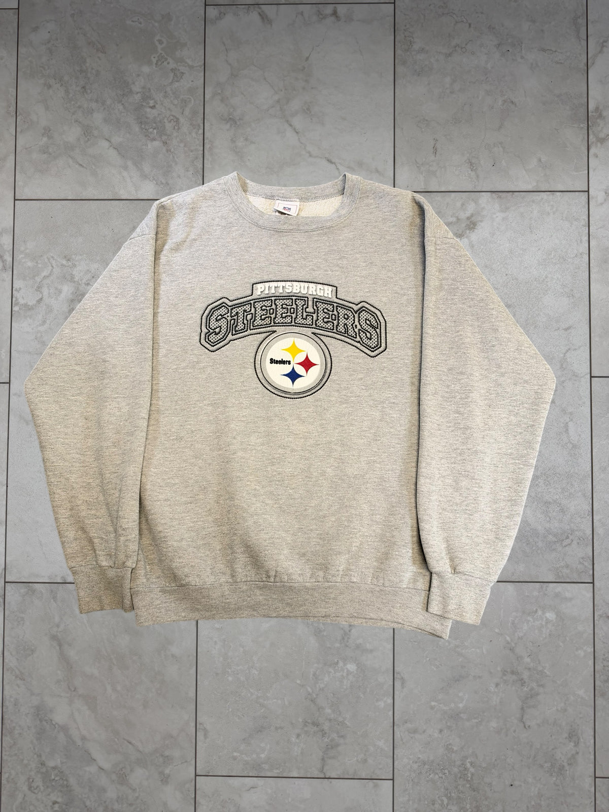 (L) Vintage Y2K Steelers Arch Text Crewneck