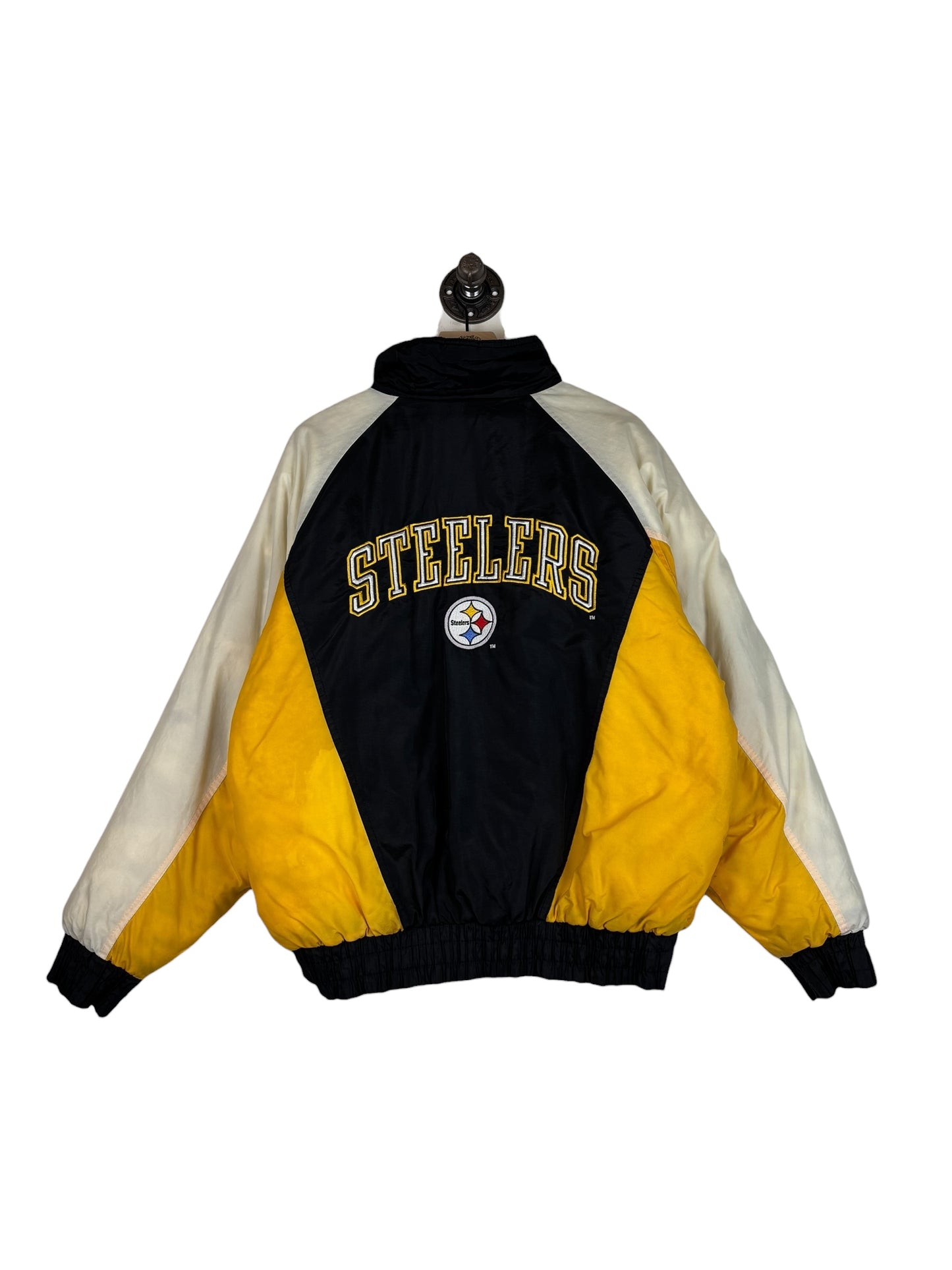 (L) Vintage Steelers Logo 7 Full Zip Puffer Jacket