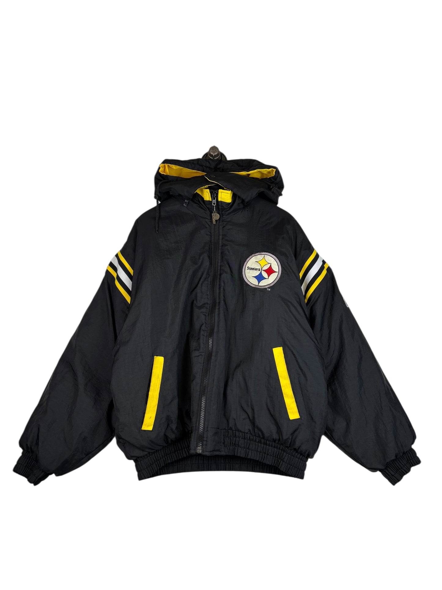 (XL) Vintage Steelers Pro Player Full Zip Puffer Jacket