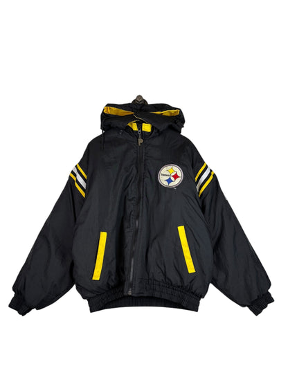 (XL) Vintage Steelers Pro Player Full Zip Puffer Jacket