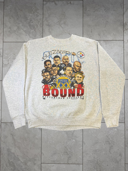 (M/L) 1996 Steelers Blitzburgh Caricature Crewneck