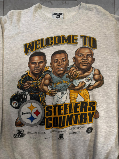 (XL) 1997 Steelers Welcome to Steelers Country Caricature Crewneck