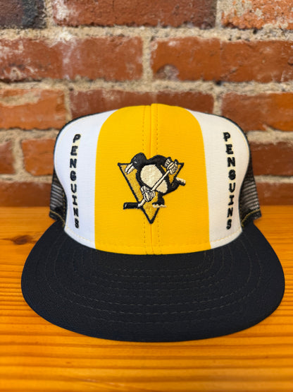 Vintage Pittsburgh Pengguins AJD Lucky Stripes Trucker Hat - NEW