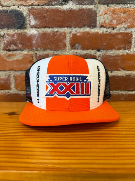 Vintage Super Bowl XXIII Cincinnati  AJD Lucky Stripes Trucker Hat - NEW