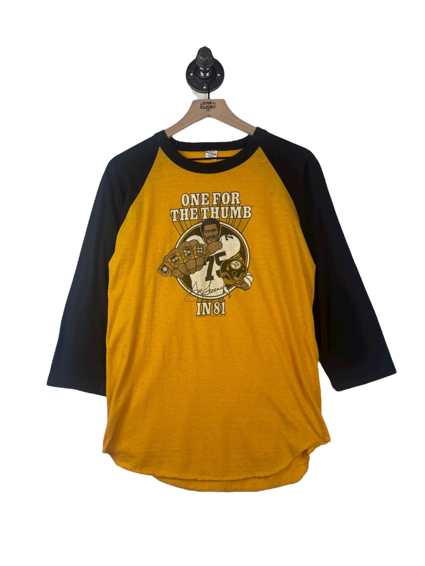 (S/M) 1981 Steelers One for the Thumb Baseball Style Tee