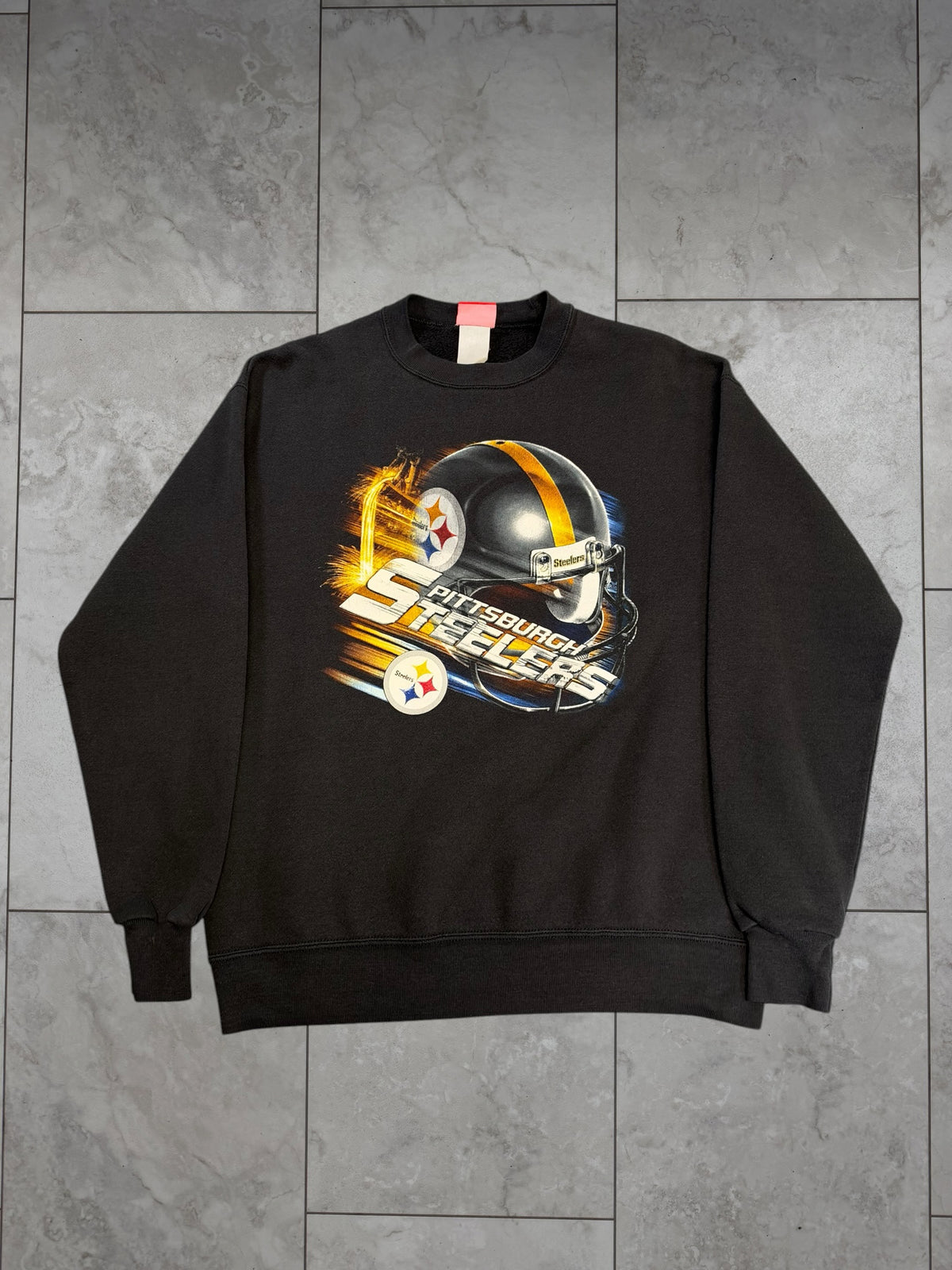 (L) Vintage Y2K Steelers Steel Pouring Helmet Crewneck