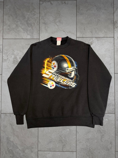 (L) Vintage Y2K Steelers Steel Pouring Helmet Crewneck
