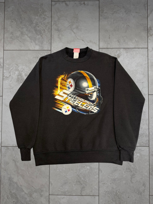 (L) Vintage Y2K Steelers Steel Pouring Helmet Crewneck