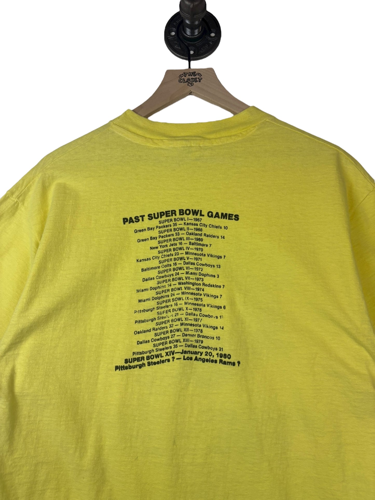 (M/L) 1980 Super Bowl XIV Double-Sided Tee