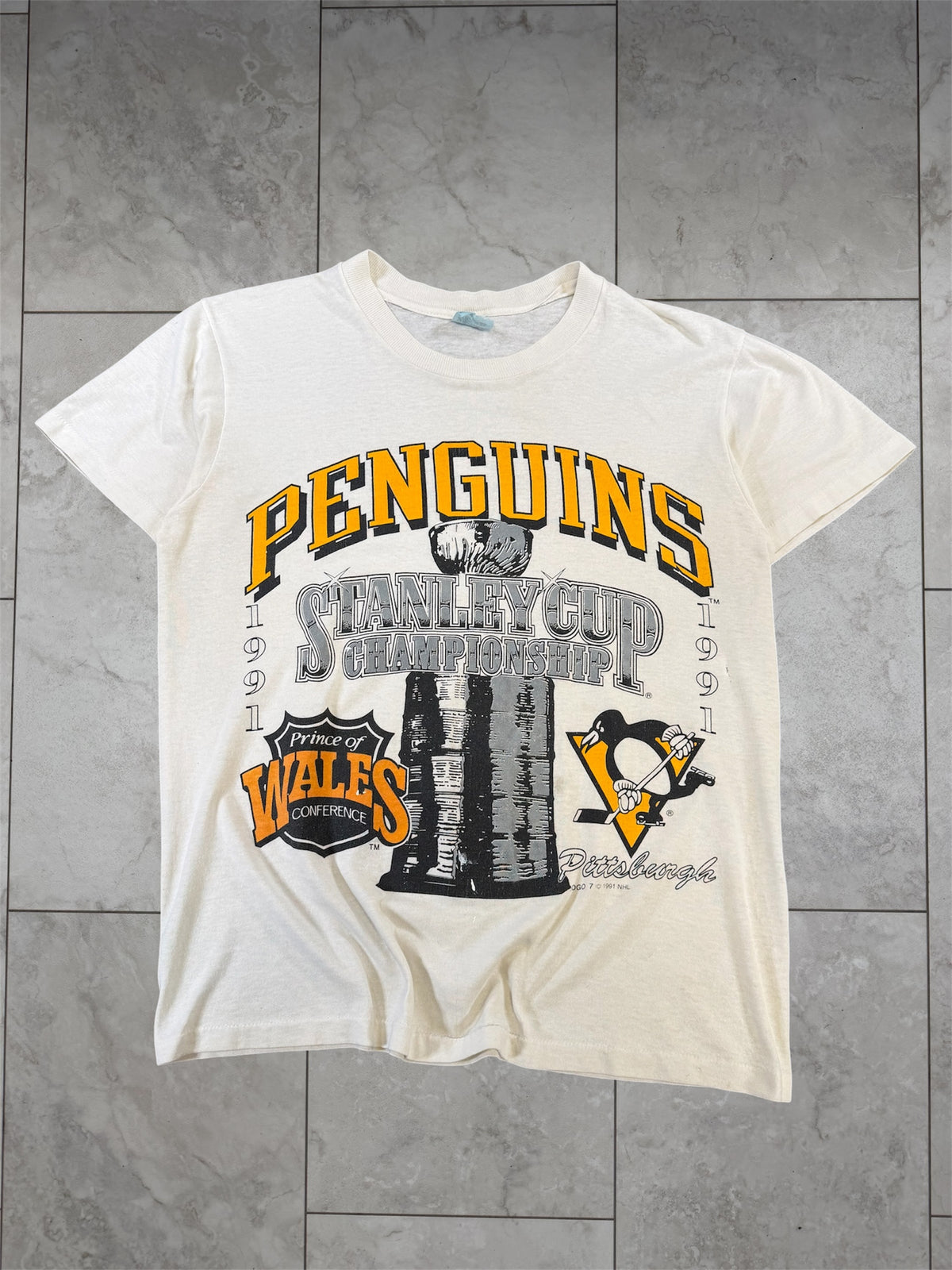(S/M) 1991 Penguins Stanley Cup Champions Logo 7 Graphic Tee