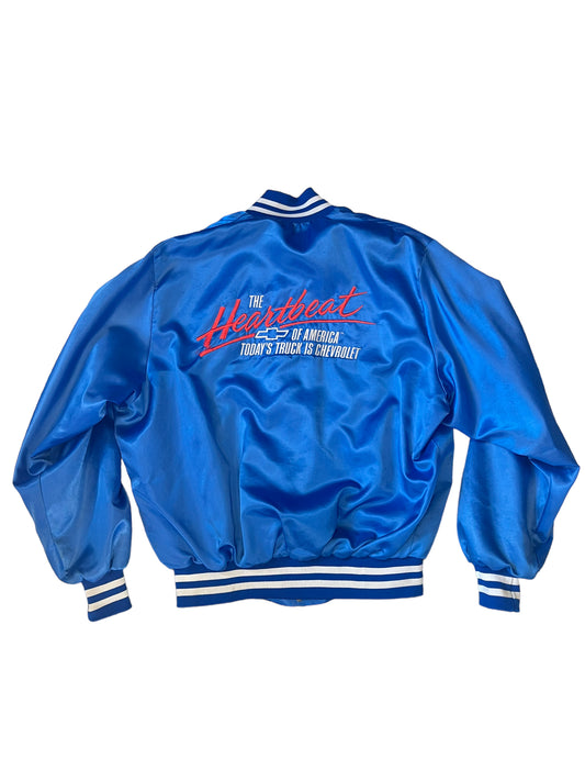 (L) Vintage Heatcheck Button Up Satin Jacket
