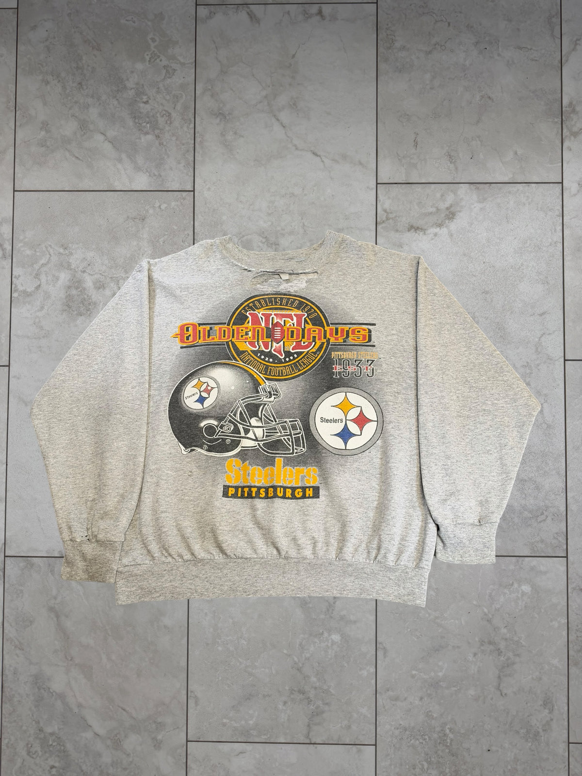 (XL) 1995 Steelers Olden Days Thrashed Crewneck
