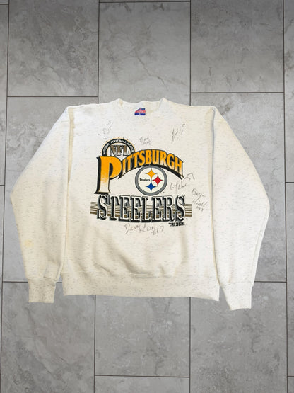(L) Vintage 90's Steelers Trench Signed Crewneck