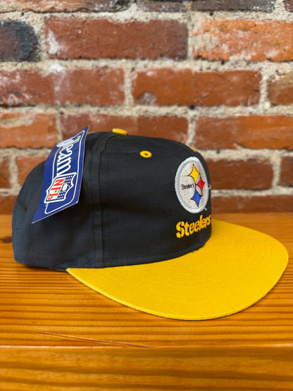 Vintage Steelers Script and Logo Team NFL Snapback Hat (Brand New)