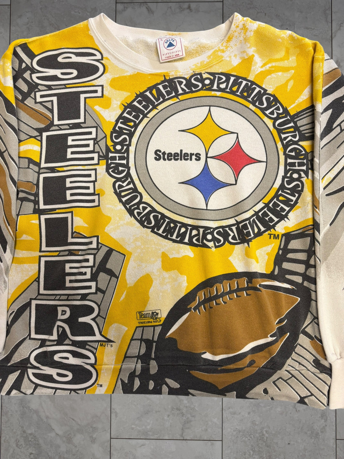 (S) 1994 Steelers Magic Johnson All Over Print Crewneck