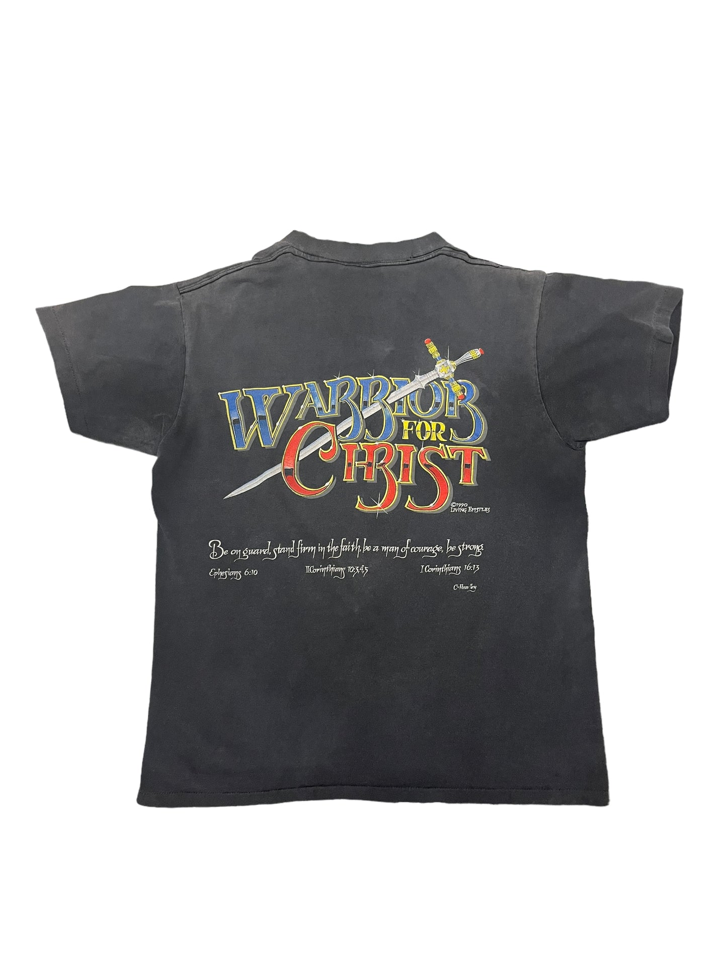 (M/L) 1990 Warriors For Christ Double Sided Tee