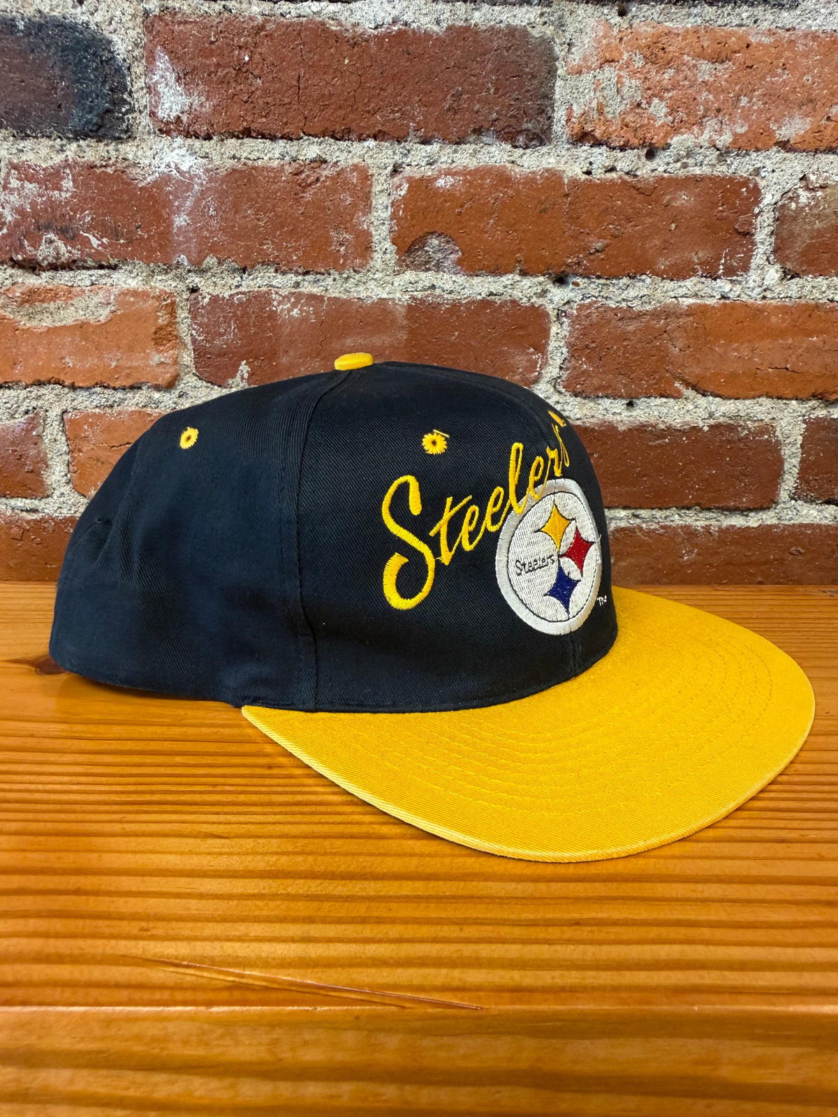 Vintage Steelers Embroidered Script & Logo Snapback Hat