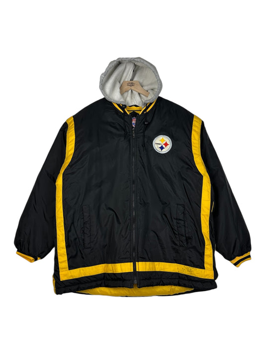 (L) Vintage Y2K Steelers NFL Game Day Embroidered Puffer Jacket