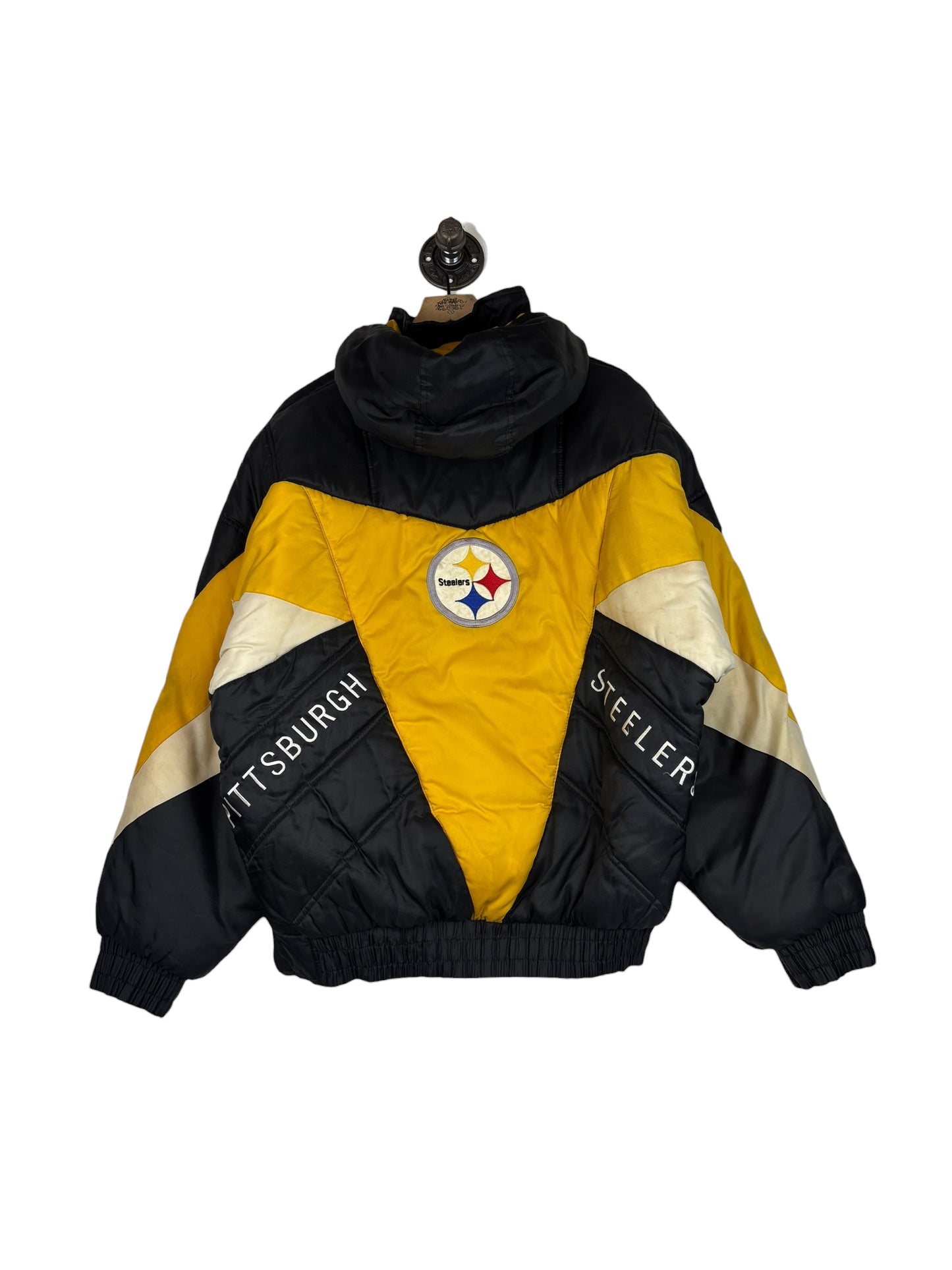 (M) Vintage Steelers Pro Player 1/2 Zip  Puffer Jacket