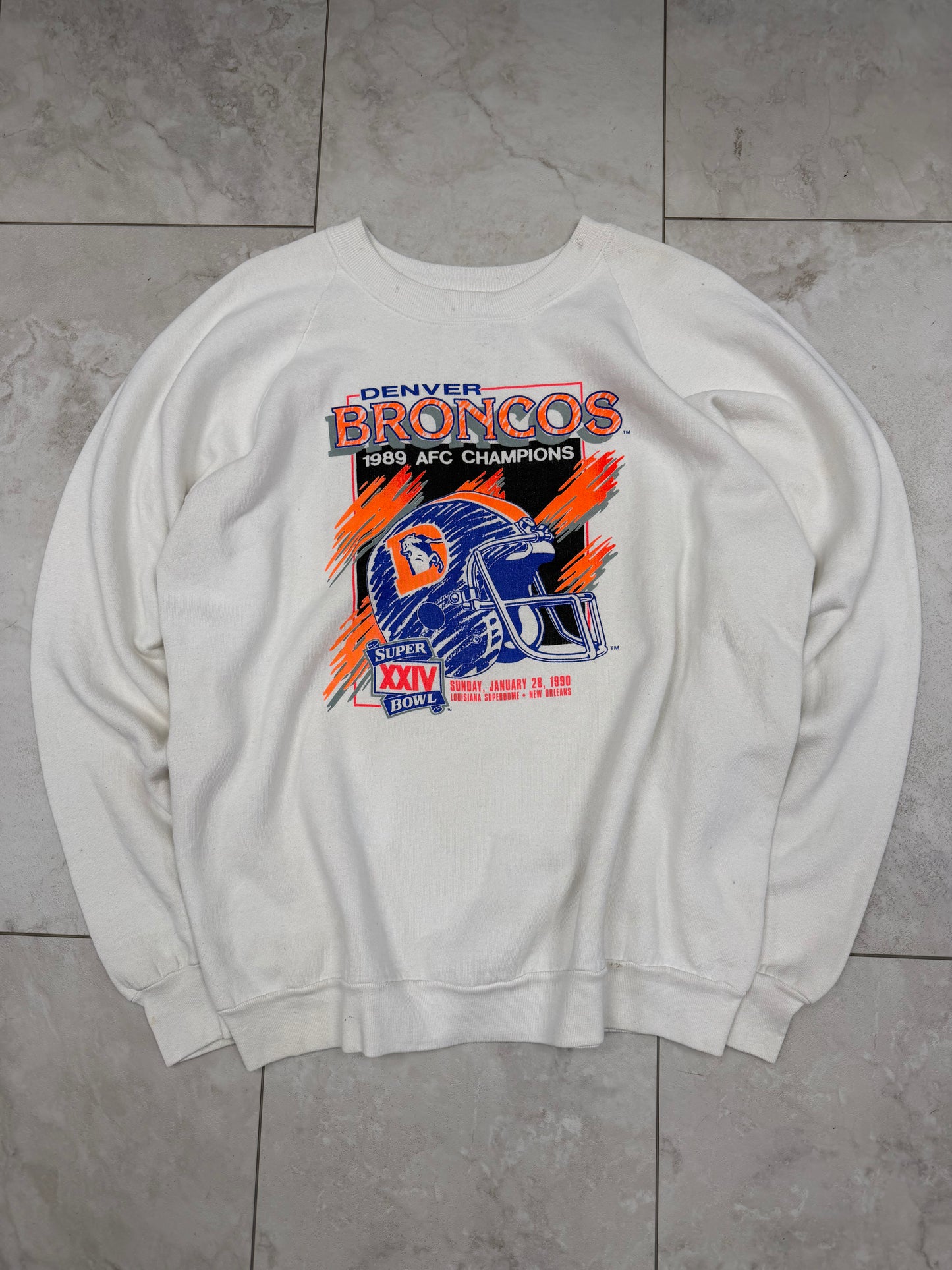 (XL) 1989 Denver Broncos Graphic Crewneck