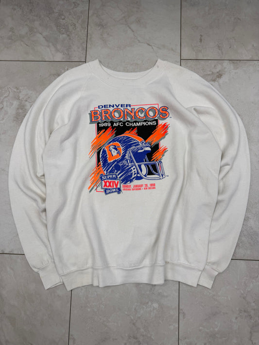 (XL) 1989 Denver Broncos Graphic Crewneck